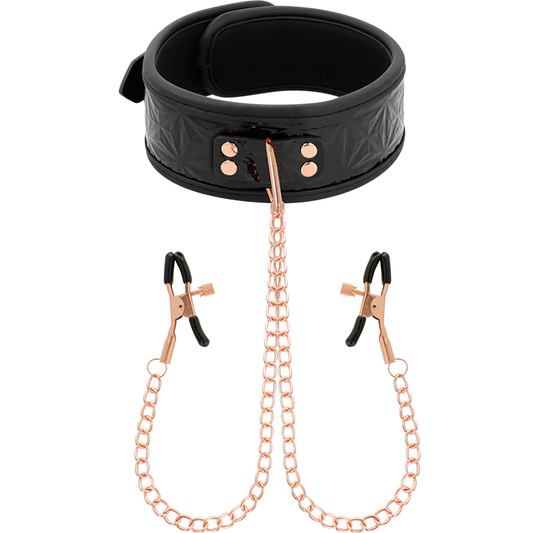 BEGME - BLACK EDITION COLLAR CON CADENAS Y PINZAS PEZONES CON FORRO DE NEOPRENO