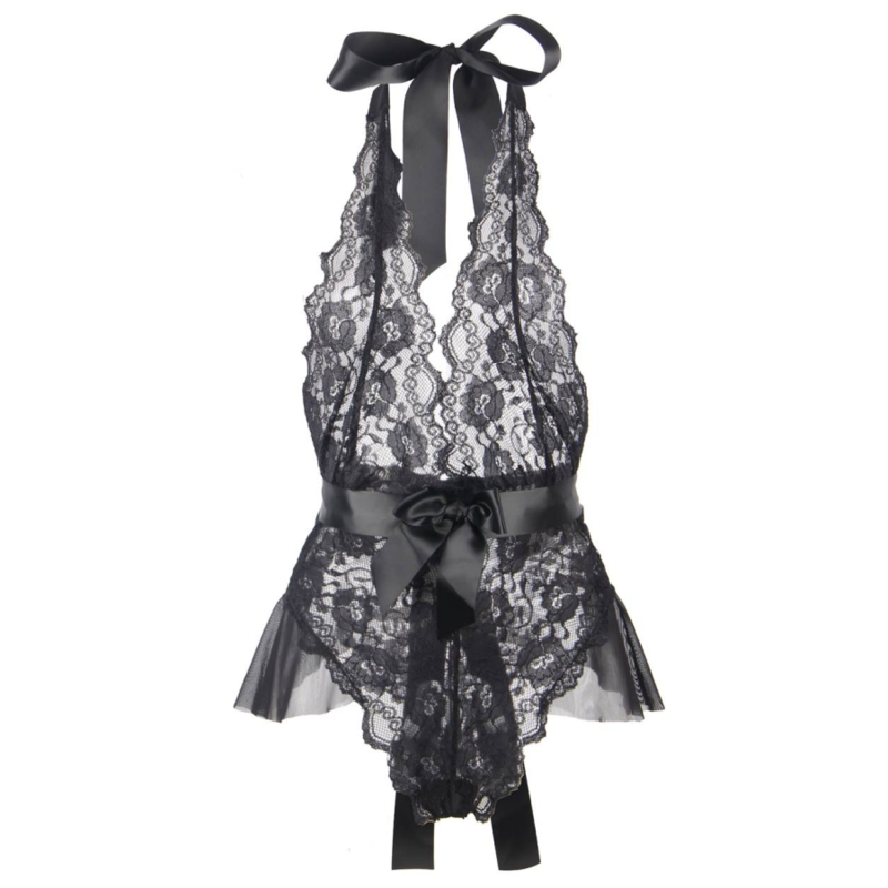 QUEEN LINGERIE - TEDDY ESCOTADO DE ENCAJES L/XL