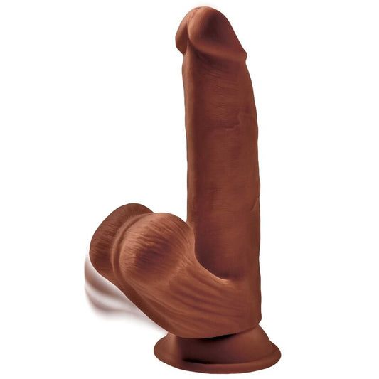 KING COCK - PLUS 3D DILDO SWINGING BALLS 24.5 CM MARRON