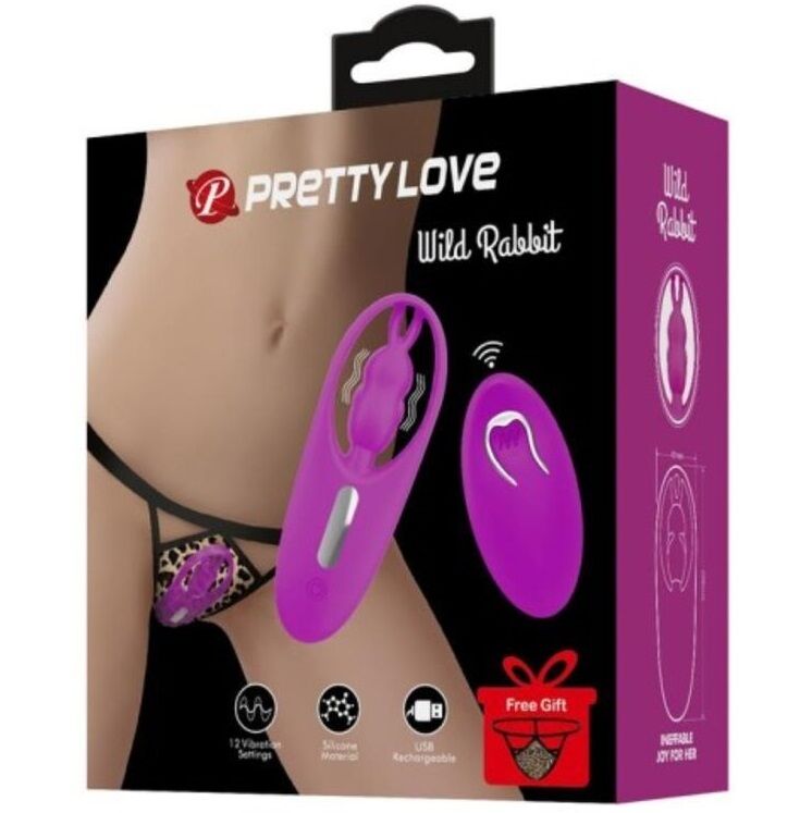 PRETTY LOVE - WILD RABBIT ESTIMULADOR PARA BRAGUITA CON CONTROL REMOTO LILA