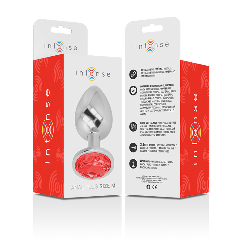 INTENSE - PLUG ANAL METAL CON CRISTAL ROJO TALLA M