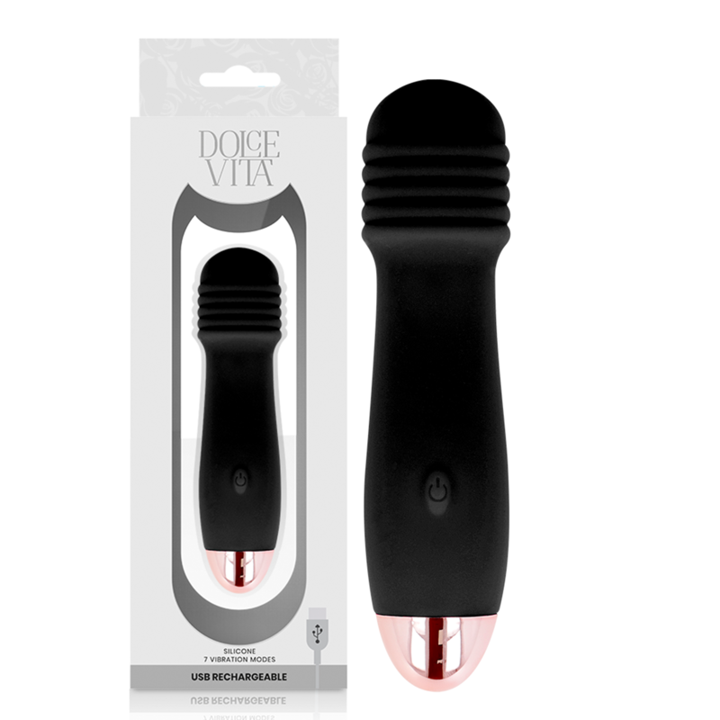 DOLCE VITA - VIBRADOR RECARGABLE TRES NEGRO 7 VELOCIDADES