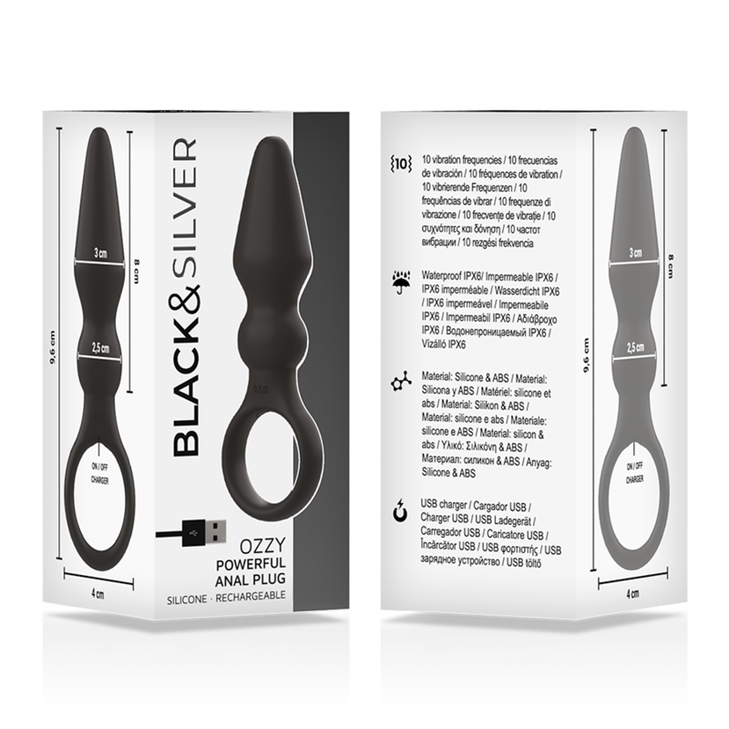 BLACK&SILVER - OZZY POTENTE PLUG ANAL SILICONA