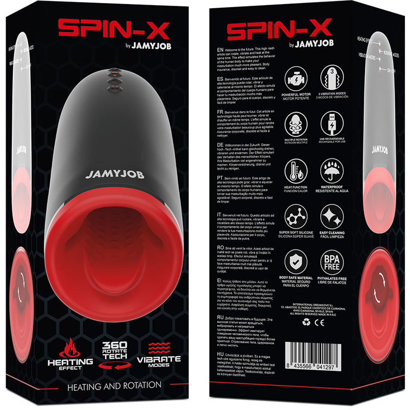 JAMYJOB - SPIN-X MASTURBADOR CON ROTACIÓN Y FUNCIÓN CALOR