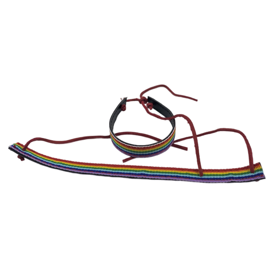 PRIDE - PULSERA DE CUERO NEGRO BANDERA LGBT