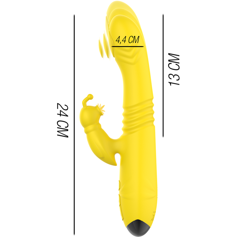 INTENSE - TOKY VIBRADOR MULTIFUNCIÓN RECARGABLE UP & DOWN CON ESTIMULADOR DE CLITORIS AMARILLO