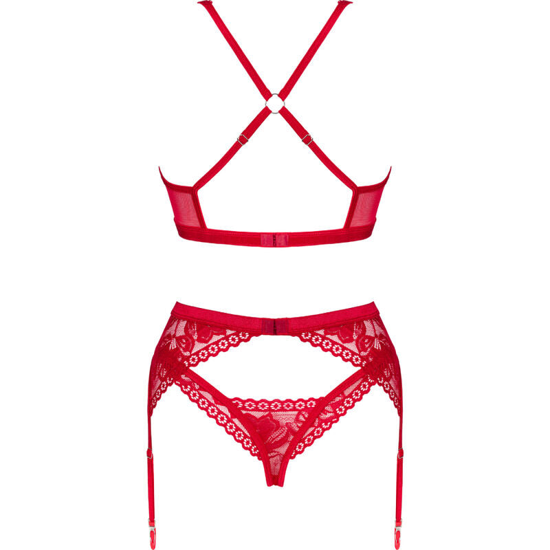 OBSESSIVE - LACELOVE SET TRES PIEZAS ROJO XS/S