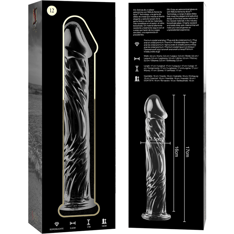 NEBULA SERIES BY IBIZA - MODELO 12 DILDO CRISTAL BOROSILICATO TRANSPARENTE 17 CM -O- 3.5 CM