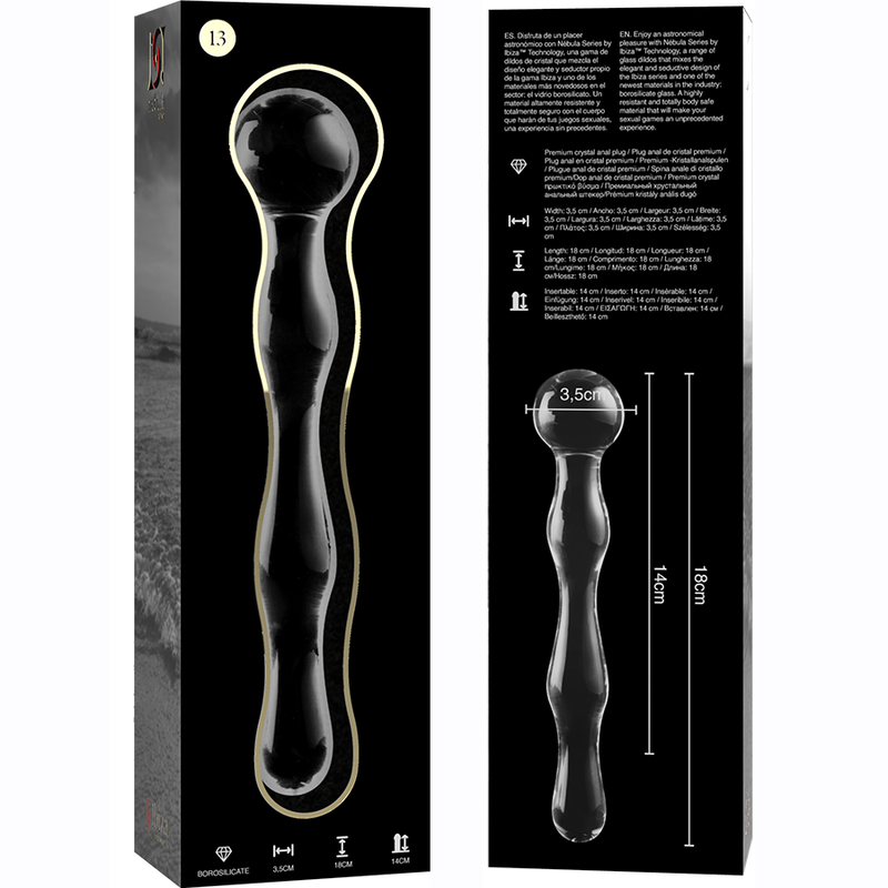 NEBULA SERIES BY IBIZA - MODELO 13 DILDO CRISTAL BOROSILICATO TRANSPARENTE 18 CM -O- 3.5 CM