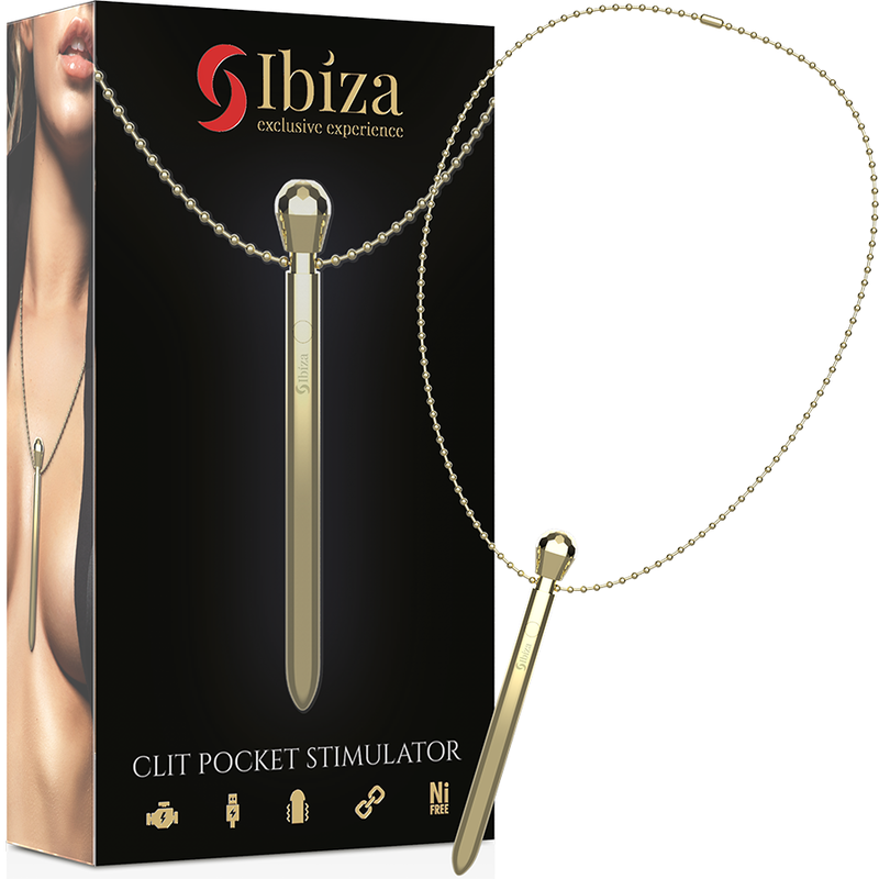 IBIZA - DISCRETO ESTIMULADOR DIAMOND COLLAR RECARGABLE 12 MODOS DE VIBRACIÓN DORADO 12,2 X 1,4