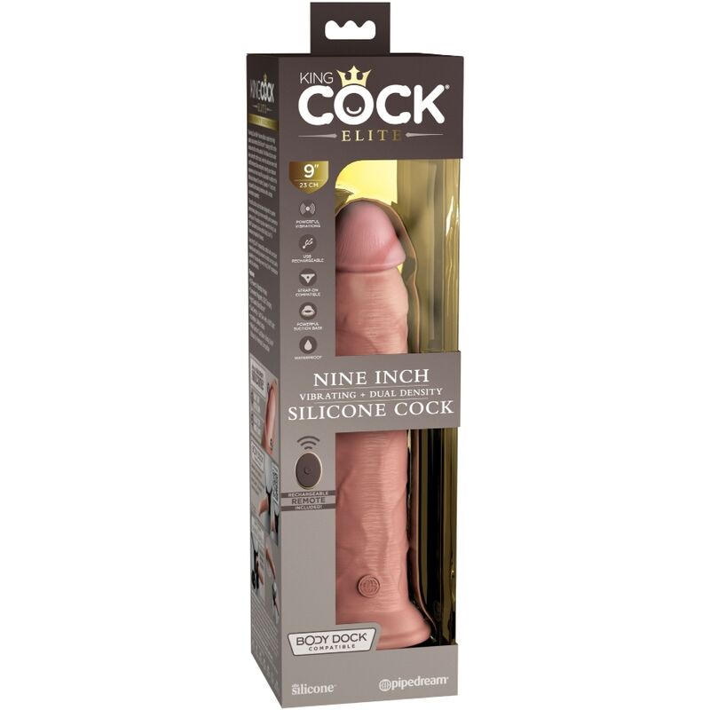 KING COCK - ELITE DILDO REALISTICO VIBRADOR & SILICONA CONTROL REMOTO 23 CM