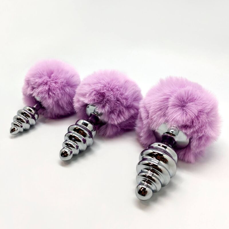 ALIVE - ANAL PLEASURE PLUG ESPIRAL METAL POMPON VIOLETA TALLA M