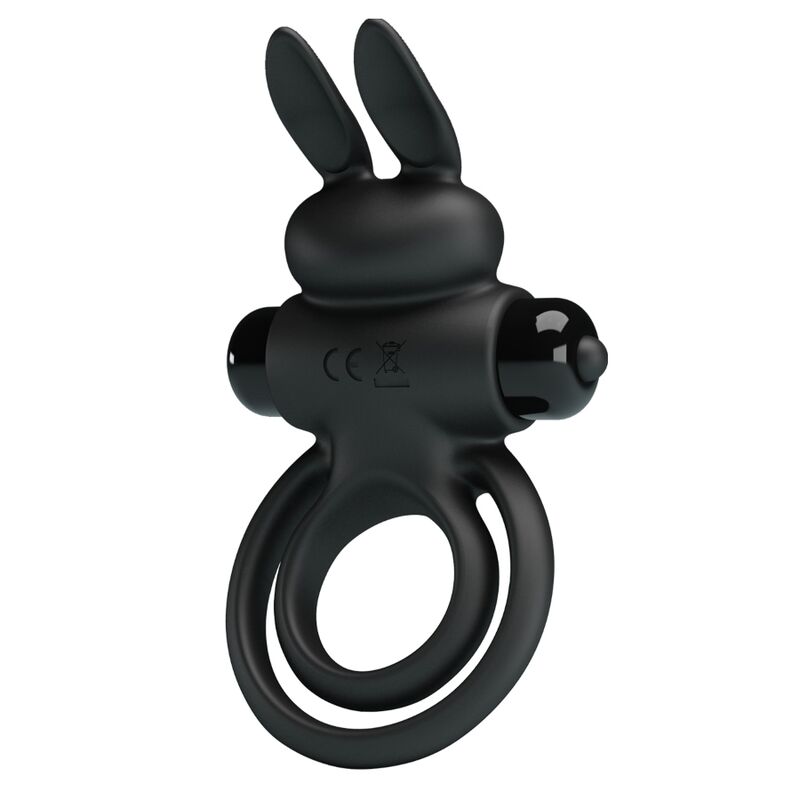 PRETTY LOVE - ANILLO VIBRADOR III CONEJO PARA PENE NEGRO