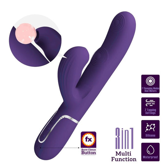 PRETTY LOVE - PERLITA VIBRADOR PUNTO G 3 EN 1 MULTIFUNCIÓN MORADO