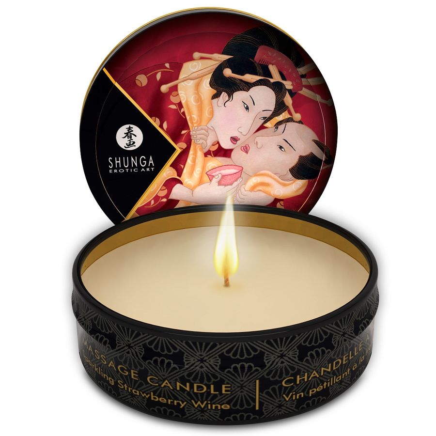 SHUNGA - MINI CARESS BY CANDELIGHT VELA MASAJE FRESAS Y CAVA 30 ML