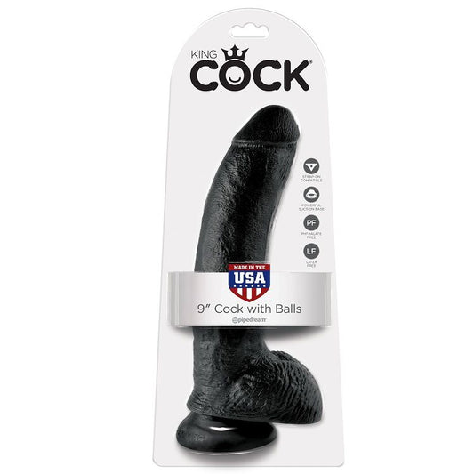 KING COCK - 9 PENE REALISTICO NEGRO 22.9 CM