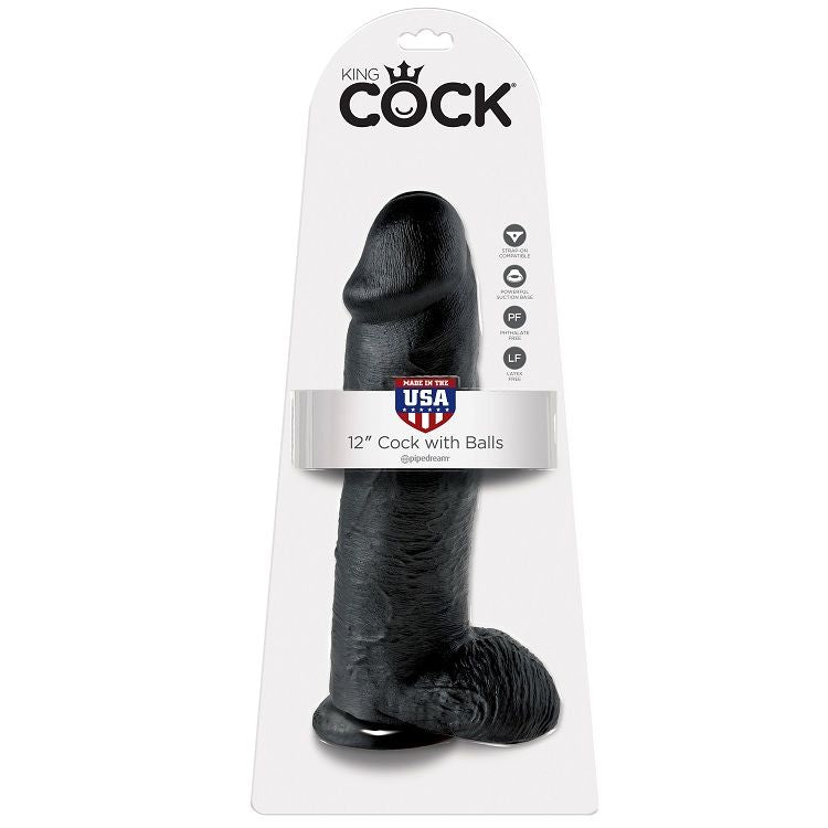 KING COCK - 12 PENE REALISTICO NEGRO 30.48 CM