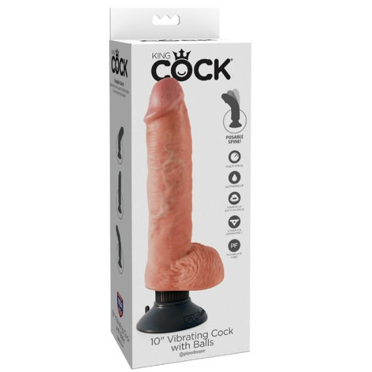 KING COCK - DILDO VIBRADOR CON TESTICULOS 25.5 CM COLOR NATURAL