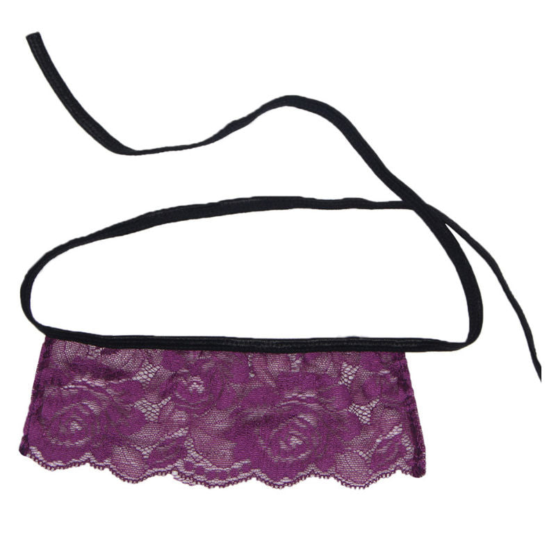 SUBBLIME - CORSET TANGA Y ANTIFAZ NEGRO Y MORADO S/M