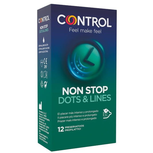 CONTROL - NONSTOP PUNTOS Y ESTRIAS PRESERVATIVOS 12 UNIDADES