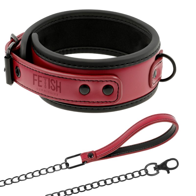 FETISH SUBMISSIVE DARK ROOM - COLLAR CON CADENA CON FORRO DE NEOPRENO