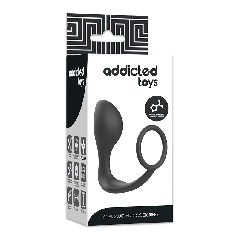 ADDICTED TOYS - PLUG ANAL CON ANILLO SILICONA NEGRO